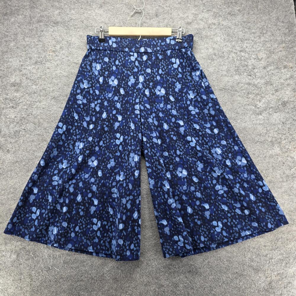 Isaac Mizrahi Live Pants Womens Small Petite Blue Culottes Abstract Print